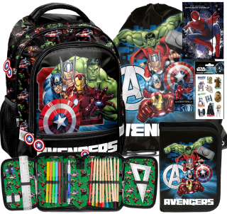 Avengers Paso viackomorový školský batoh čierny, Odtiene červenej, Odtiene modrej, Odtiene zelenej, Viacfarebné 18 l